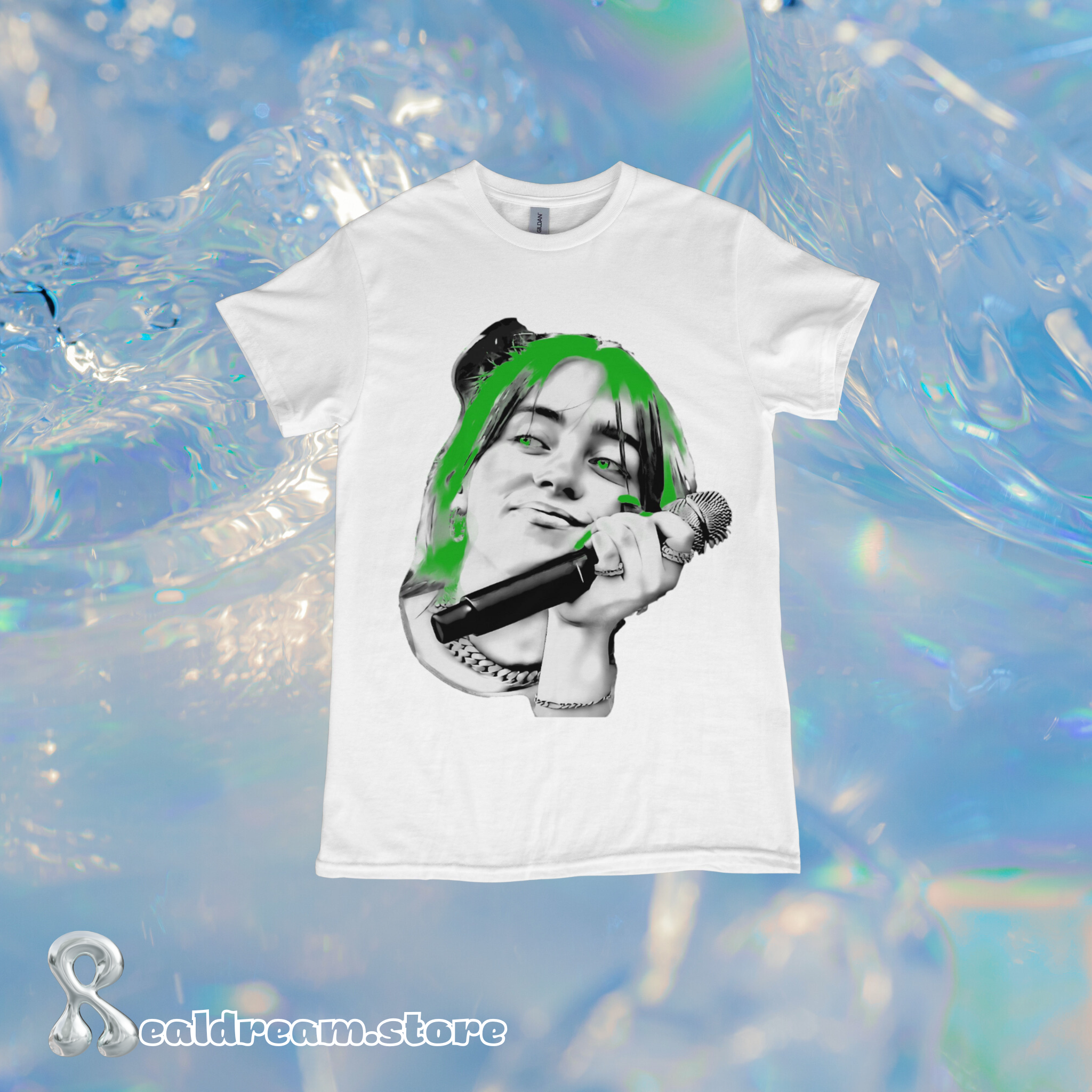 Pop Star Inspired Portrait T Shirt Big Face Mic Graphic Tee